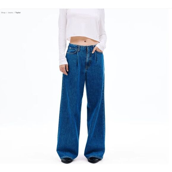 SLVRLAKE Women's Taylor High Rise Wide Leg Jean Sweet Memory Wash size 27 PETITE